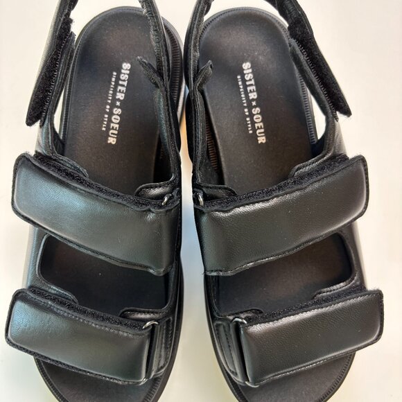NEW Sister Soeur Paloma Chunky Platform Sandals Black EU 40 Lug Sole - Picture 2 of 9
